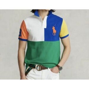 Polo Ralph Lauren Men's Big Pony Color Block Classic Fit Polo Shirt Sz 3XLT Logo